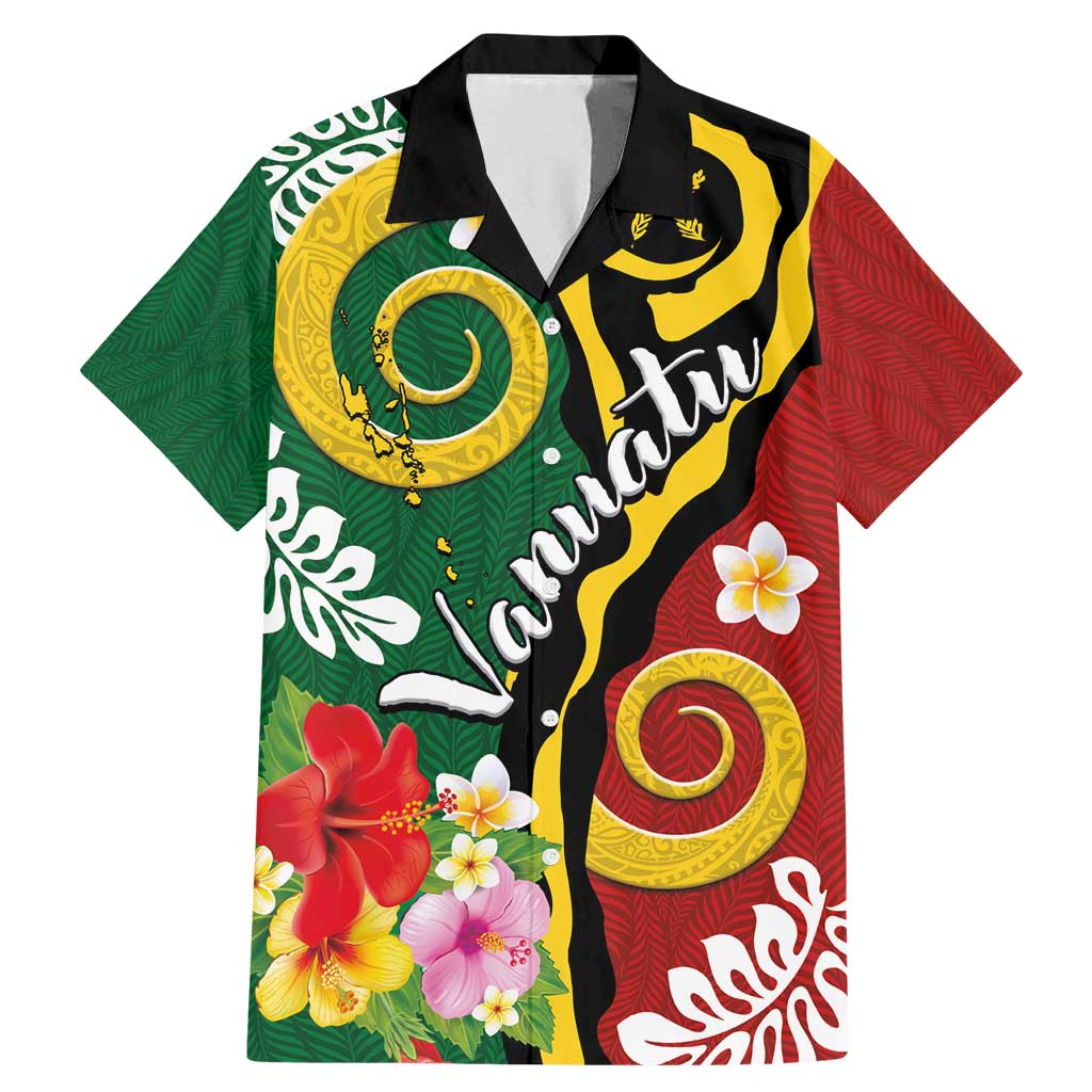 Melanesian Vanuatu Tribal Boar Tusk Family Matching Mermaid Dress and Hawaiian Shirt Tropical Plants and Namele Motifs - Polynesian Pride