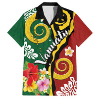 Melanesian Vanuatu Tribal Boar Tusk Family Matching Off Shoulder Short Dress and Hawaiian Shirt Tropical Plants and Namele Motifs - Polynesian Pride