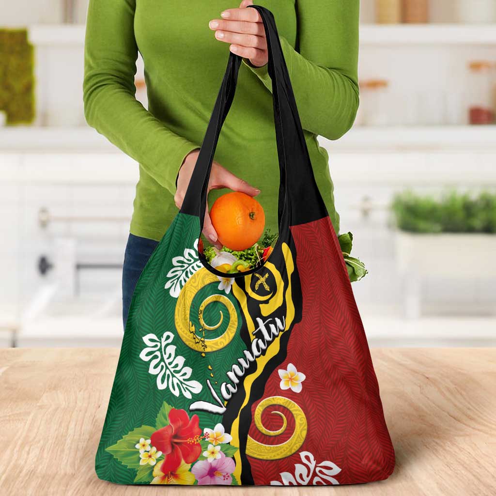 Melanesian Vanuatu Tribal Boar Tusk Grocery Bag Tropical Plants and Namele Motifs - Polynesian Pride