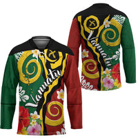 Melanesian Vanuatu Tribal Boar Tusk Hockey Jersey Tropical Plants and Namele Motifs - Polynesian Pride
