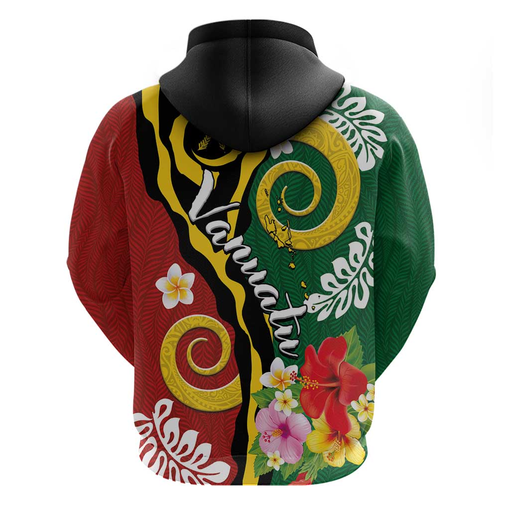Melanesian Vanuatu Tribal Boar Tusk Hoodie Tropical Plants and Namele Motifs - Polynesian Pride