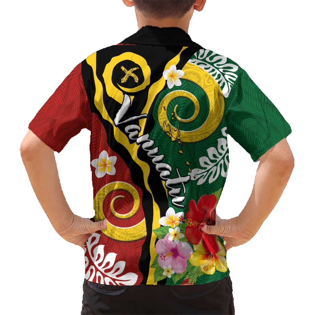 Melanesian Vanuatu Tribal Boar Tusk Kid Hawaiian Shirt Tropical Plants and Namele Motifs - Polynesian Pride