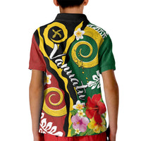 Melanesian Vanuatu Tribal Boar Tusk Kid Polo Shirt Tropical Plants and Namele Motifs - Polynesian Pride