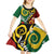 Melanesian Vanuatu Tribal Boar Tusk Kid Short Sleeve Dress Tropical Plants and Namele Motifs - Polynesian Pride