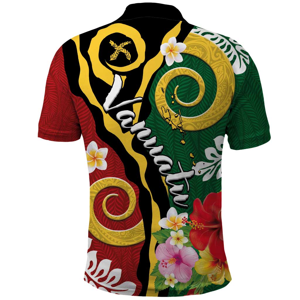 Melanesian Vanuatu Tribal Boar Tusk Polo Shirt Tropical Plants and Namele Motifs - Polynesian Pride