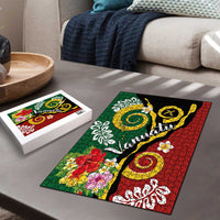 Melanesian Vanuatu Tribal Boar Tusk Puzzle Tropical Plants and Namele Motifs - Polynesian Pride