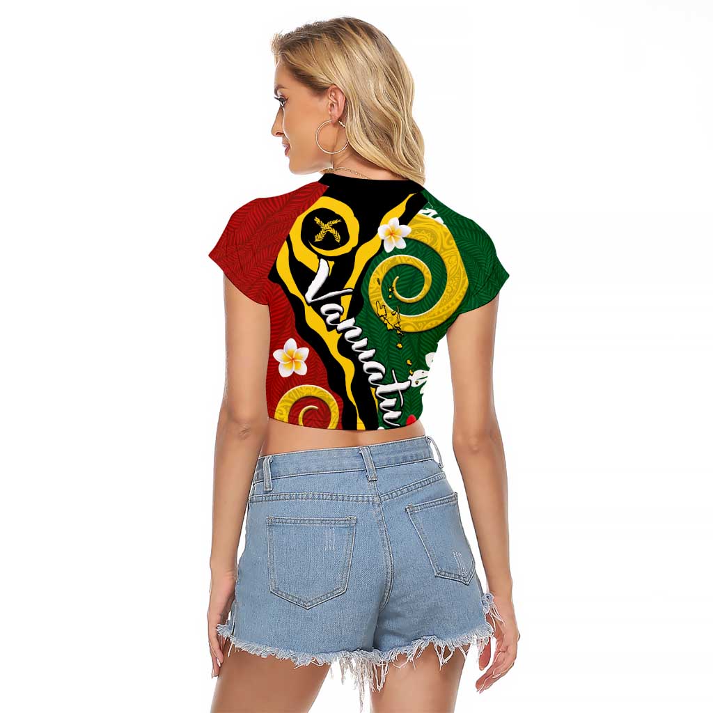 Melanesian Vanuatu Tribal Boar Tusk Raglan Cropped T Shirt Tropical Plants and Namele Motifs - Polynesian Pride