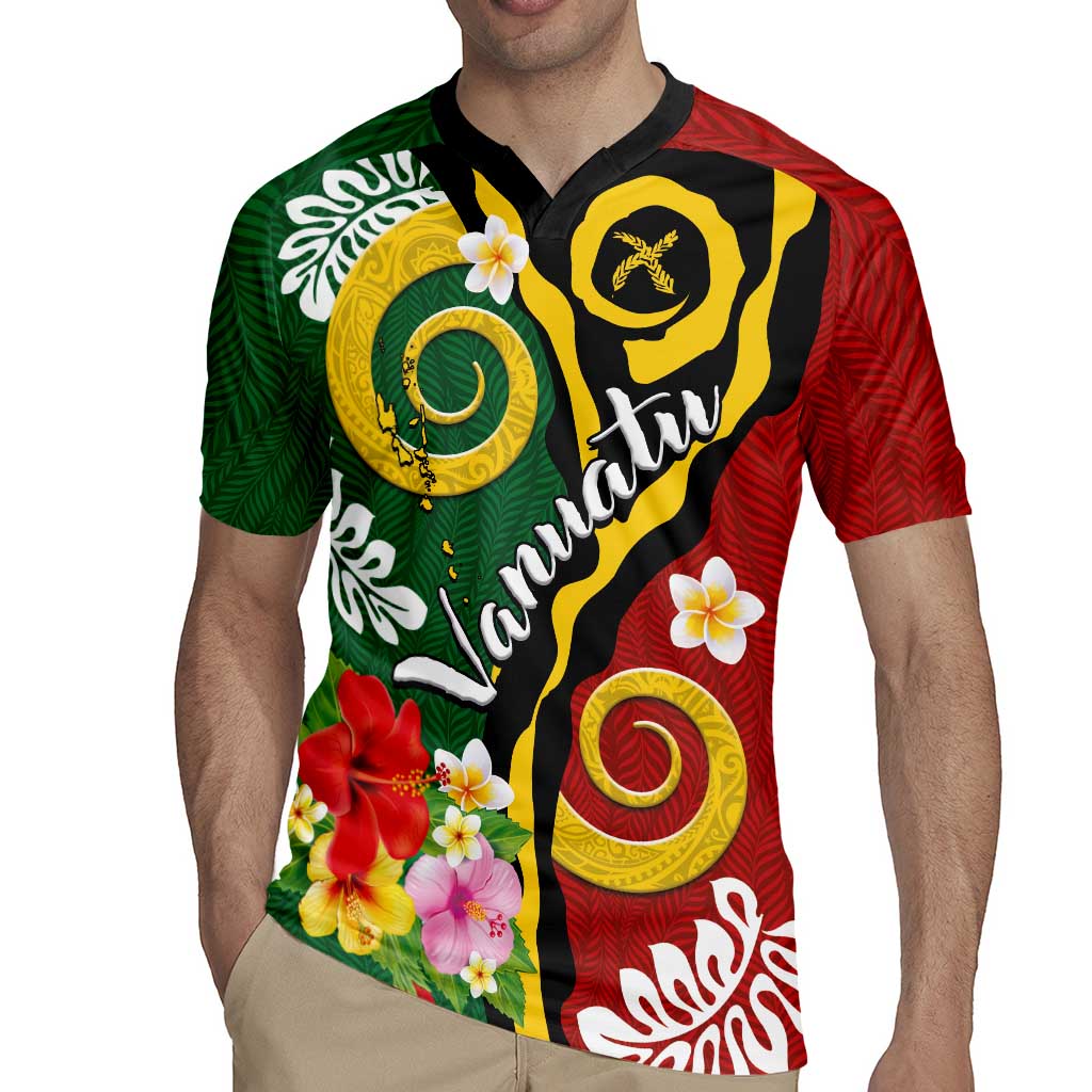 Melanesian Vanuatu Tribal Boar Tusk Rugby Jersey Tropical Plants and Namele Motifs - Polynesian Pride