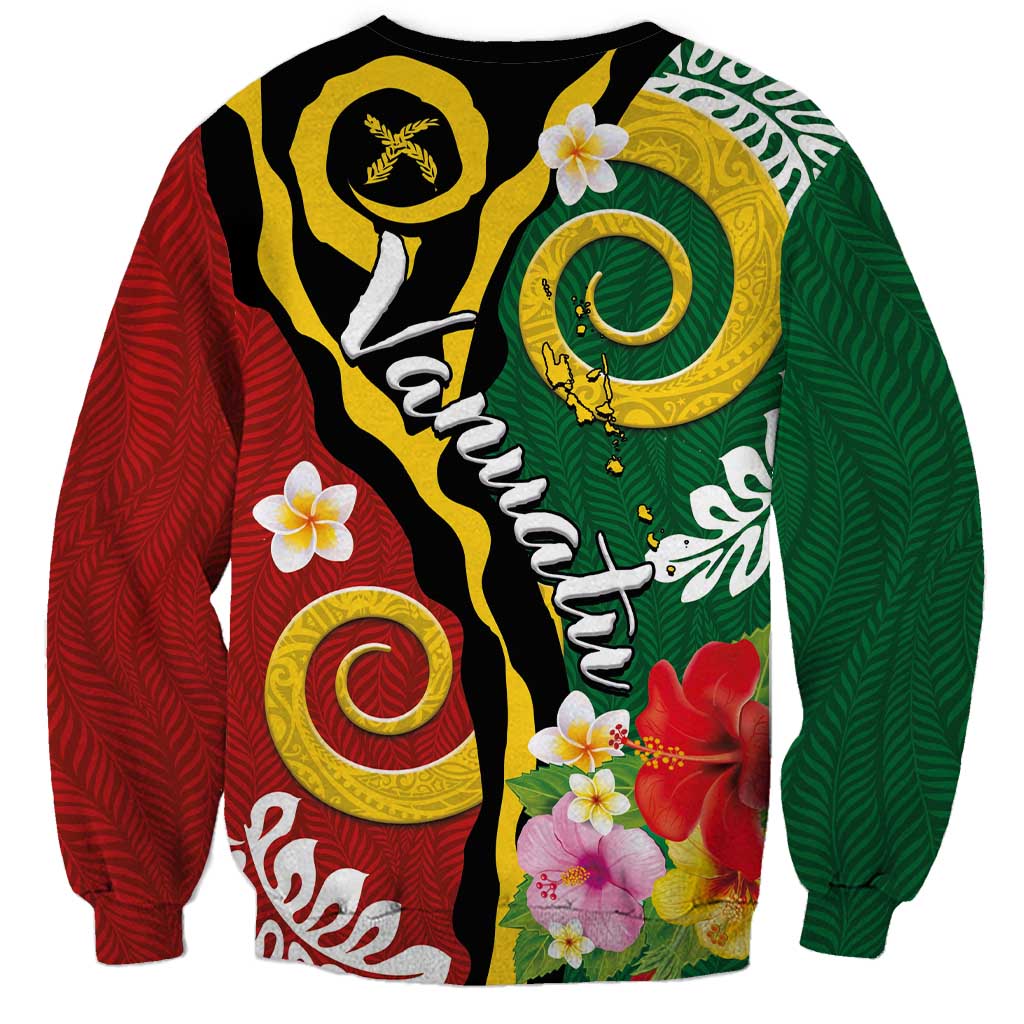 Melanesian Vanuatu Tribal Boar Tusk Sweatshirt Tropical Plants and Namele Motifs - Polynesian Pride