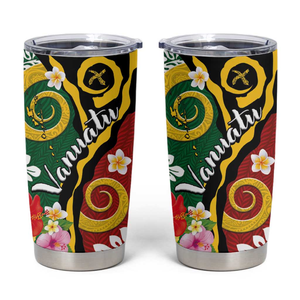 Melanesian Vanuatu Tribal Boar Tusk Tumbler Cup Tropical Plants and Namele Motifs - Polynesian Pride