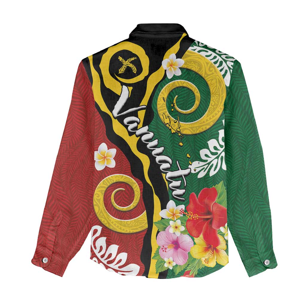 Melanesian Vanuatu Tribal Boar Tusk Women Casual Shirt Tropical Plants and Namele Motifs - Polynesian Pride