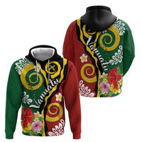 Melanesian Vanuatu Tribal Boar Tusk Zip Hoodie Tropical Plants and Namele Motifs - Polynesian Pride