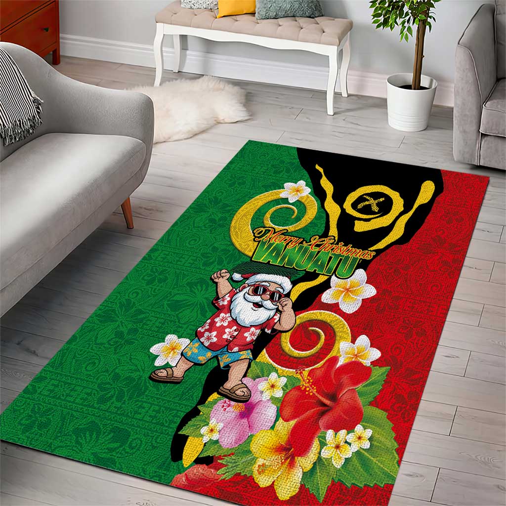 Vanuatu Christmas Area Rug Funny Santa with Namele and Boar Tusk Tribal LT03 - Polynesian Pride