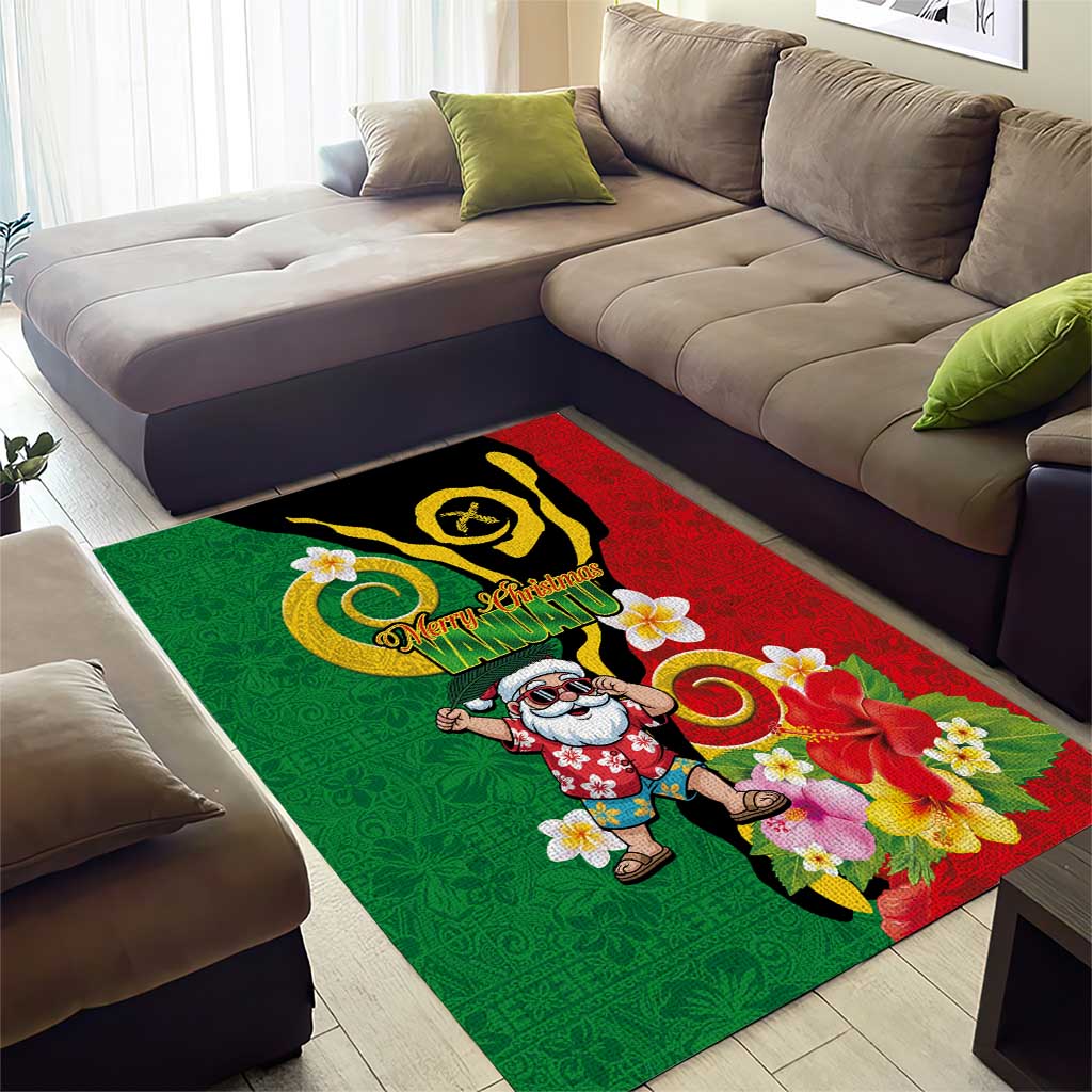 Vanuatu Christmas Area Rug Funny Santa with Namele and Boar Tusk Tribal LT03 - Polynesian Pride