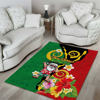 Vanuatu Christmas Area Rug Funny Santa with Namele and Boar Tusk Tribal LT03 - Polynesian Pride