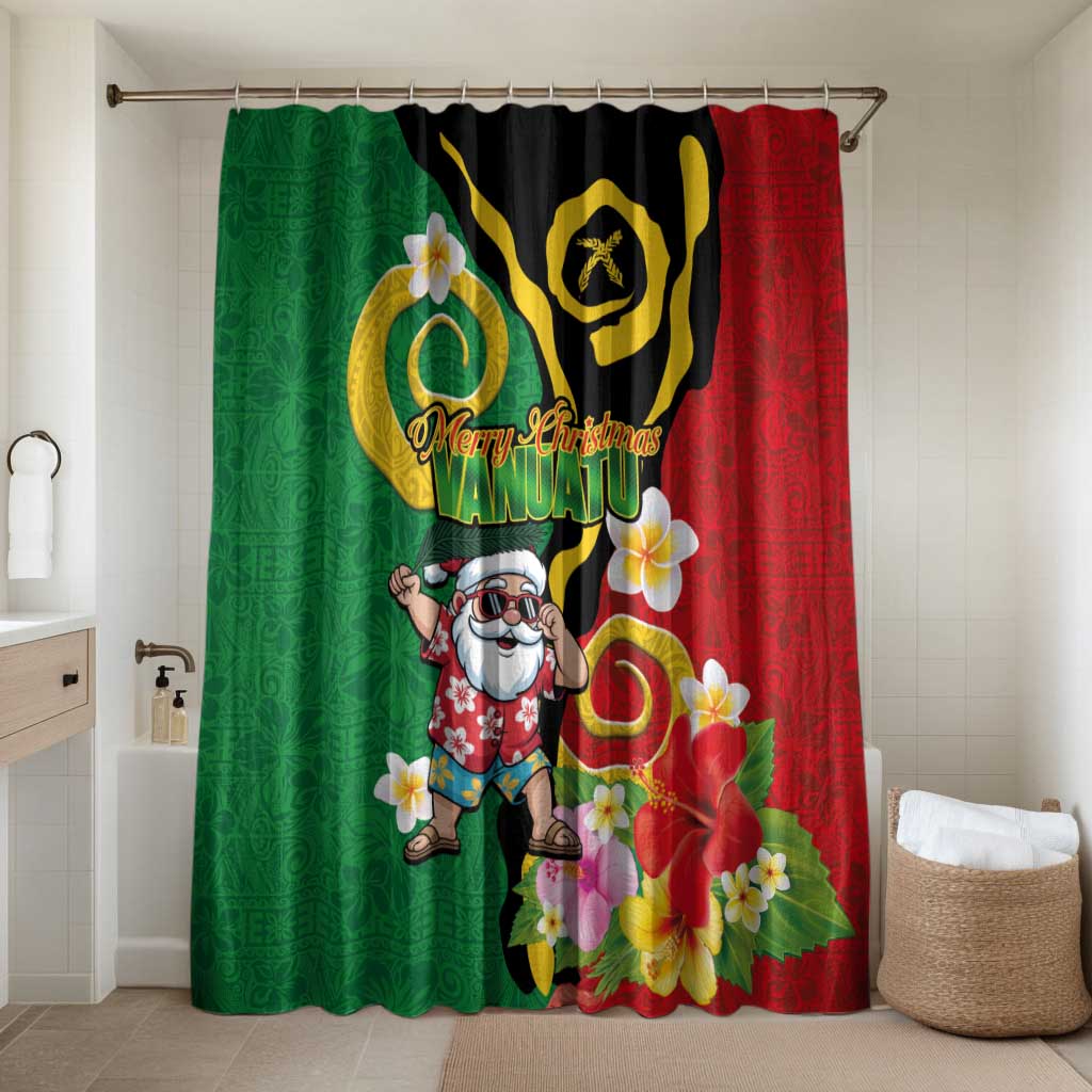 Vanuatu Christmas Bathroom Set Funny Santa with Namele and Boar Tusk Tribal - Polynesian Pride
