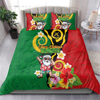 Vanuatu Christmas Bedding Set Funny Santa with Namele and Boar Tusk Tribal LT03 - Polynesian Pride