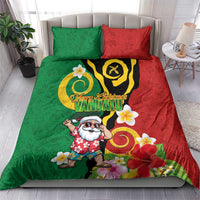 Vanuatu Christmas Bedding Set Funny Santa with Namele and Boar Tusk Tribal LT03 - Polynesian Pride