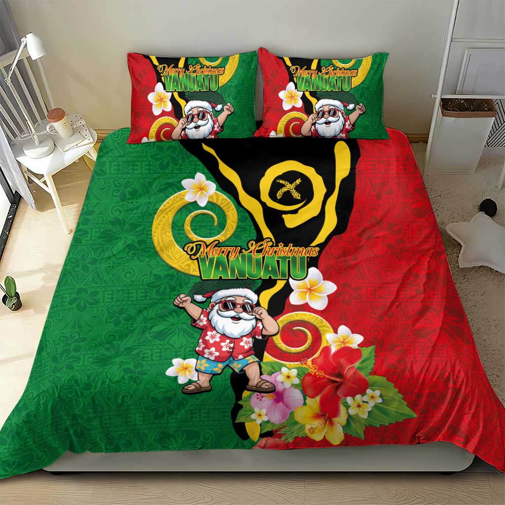 Vanuatu Christmas Bedding Set Funny Santa with Namele and Boar Tusk Tribal LT03 - Polynesian Pride