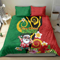 Vanuatu Christmas Bedding Set Funny Santa with Namele and Boar Tusk Tribal LT03 - Polynesian Pride