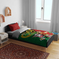 Vanuatu Christmas Bedding Set Funny Santa with Namele and Boar Tusk Tribal LT03 - Polynesian Pride