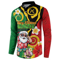 Vanuatu Christmas Button Sweatshirt Funny Santa with Namele and Boar Tusk Tribal - Polynesian Pride