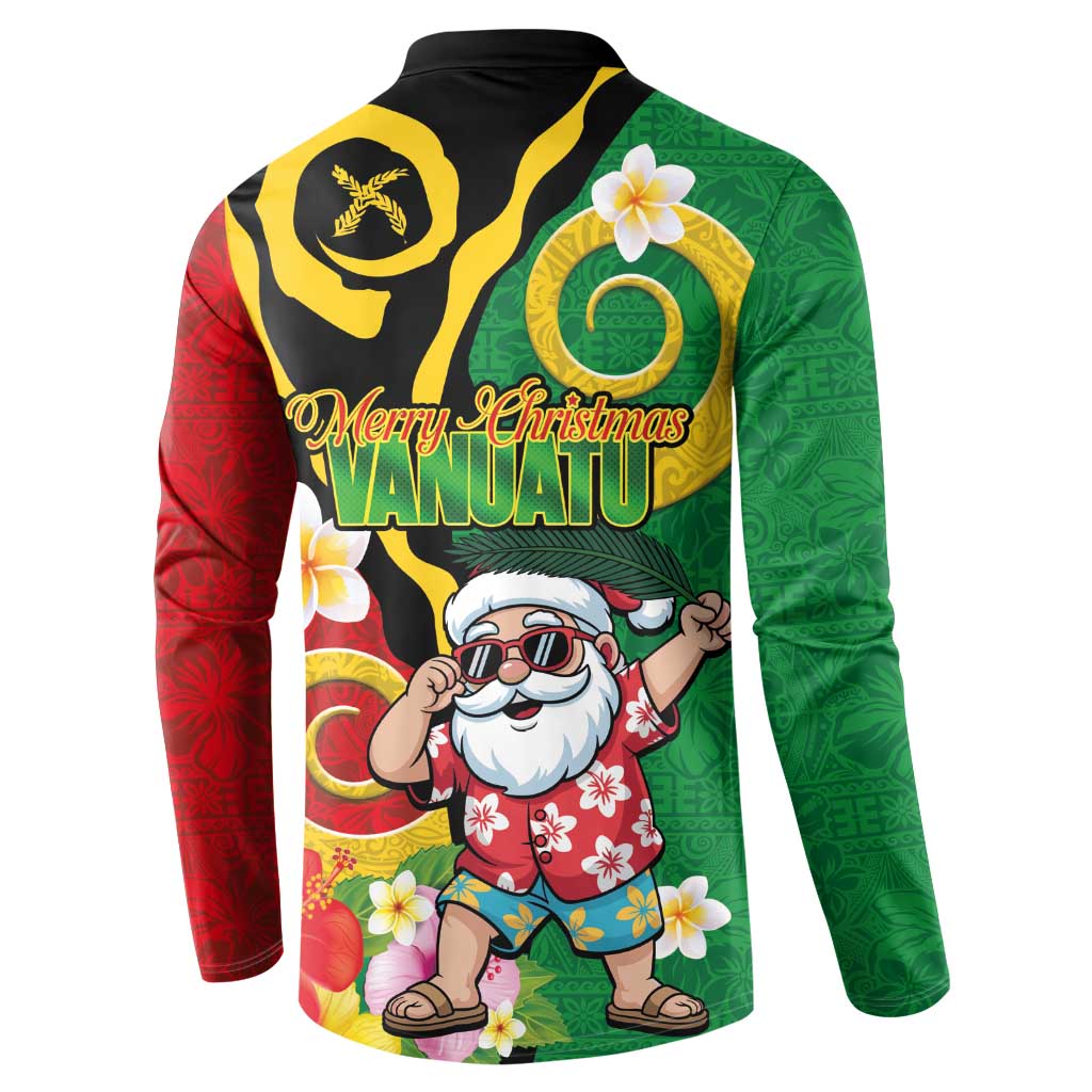 Vanuatu Christmas Button Sweatshirt Funny Santa with Namele and Boar Tusk Tribal - Polynesian Pride