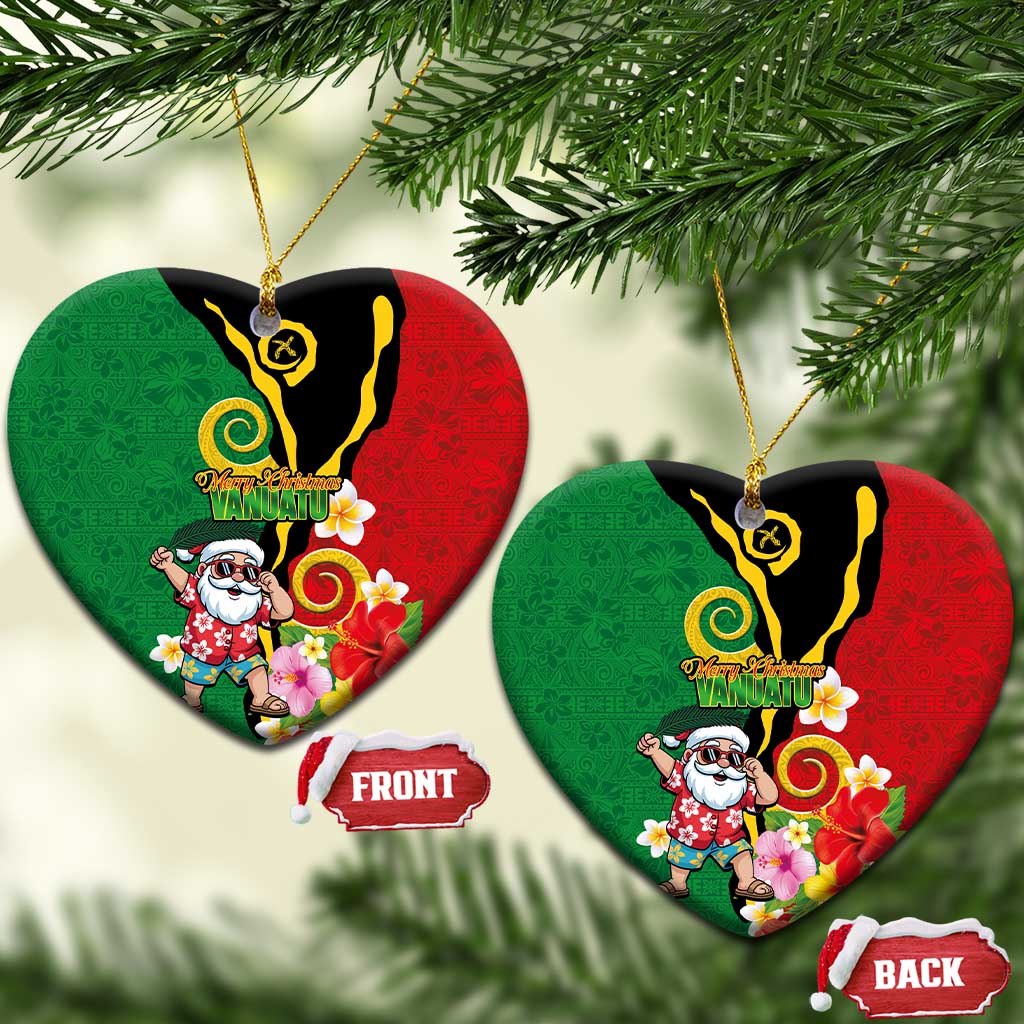 Vanuatu Christmas Ceramic Ornament Funny Santa with Namele and Boar Tusk Tribal - Polynesian Pride