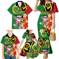 Vanuatu Christmas Family Matching Mermaid Dress and Hawaiian Shirt Funny Santa with Namele and Boar Tusk Tribal - Polynesian Pride