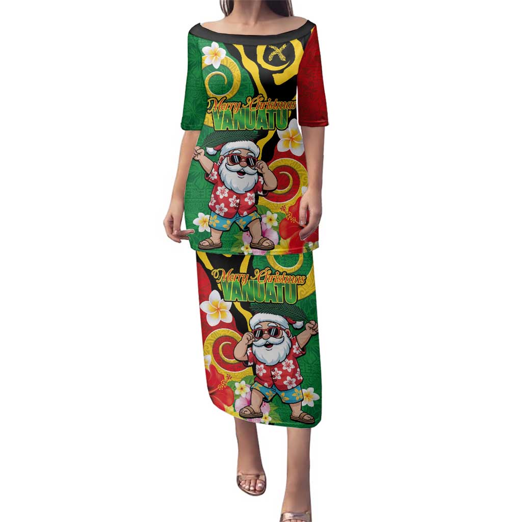Vanuatu Christmas Family Matching Puletasi and Hawaiian Shirt Funny Santa with Namele and Boar Tusk Tribal - Polynesian Pride