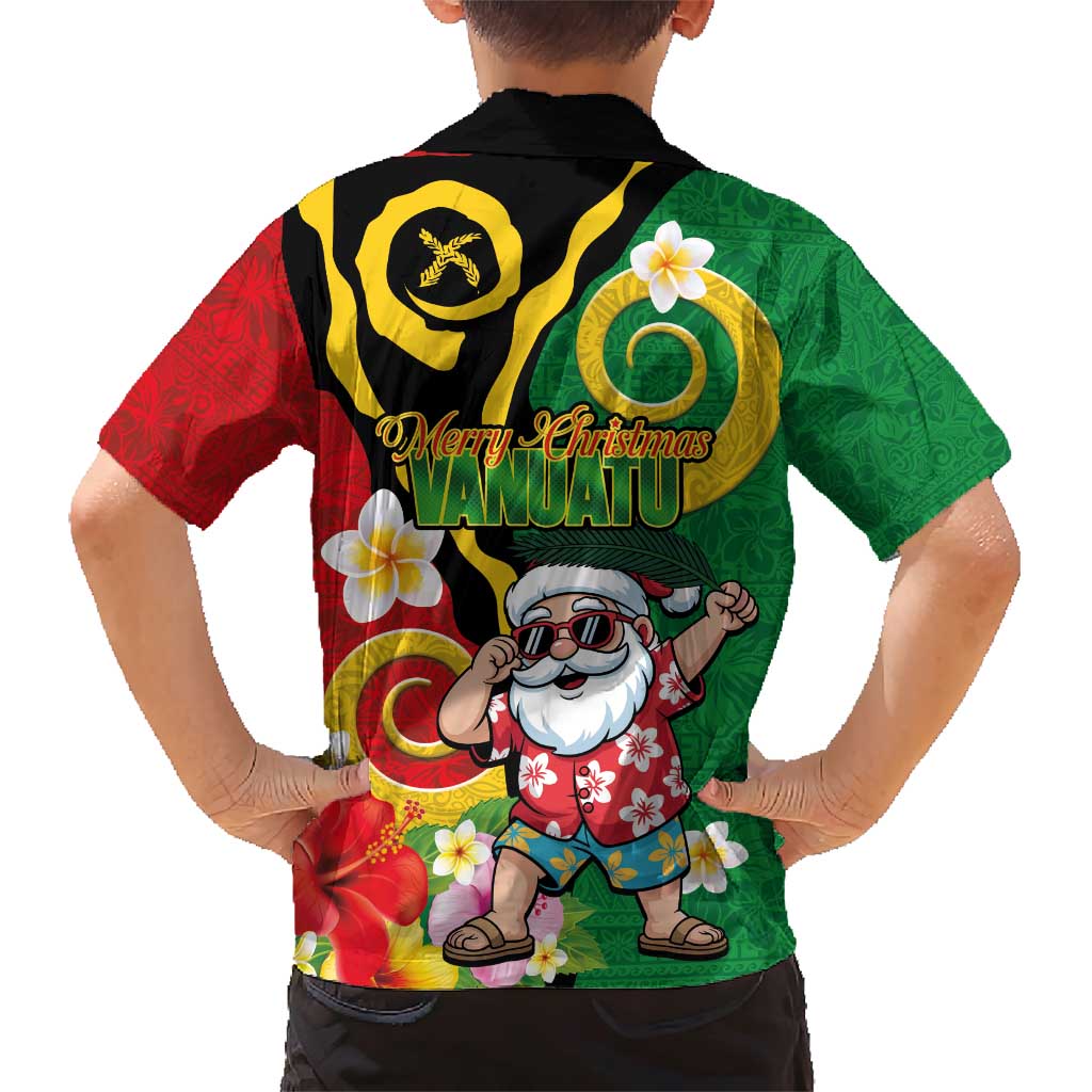 Vanuatu Christmas Family Matching Short Sleeve Bodycon Dress and Hawaiian Shirt Funny Santa with Namele and Boar Tusk Tribal - Polynesian Pride