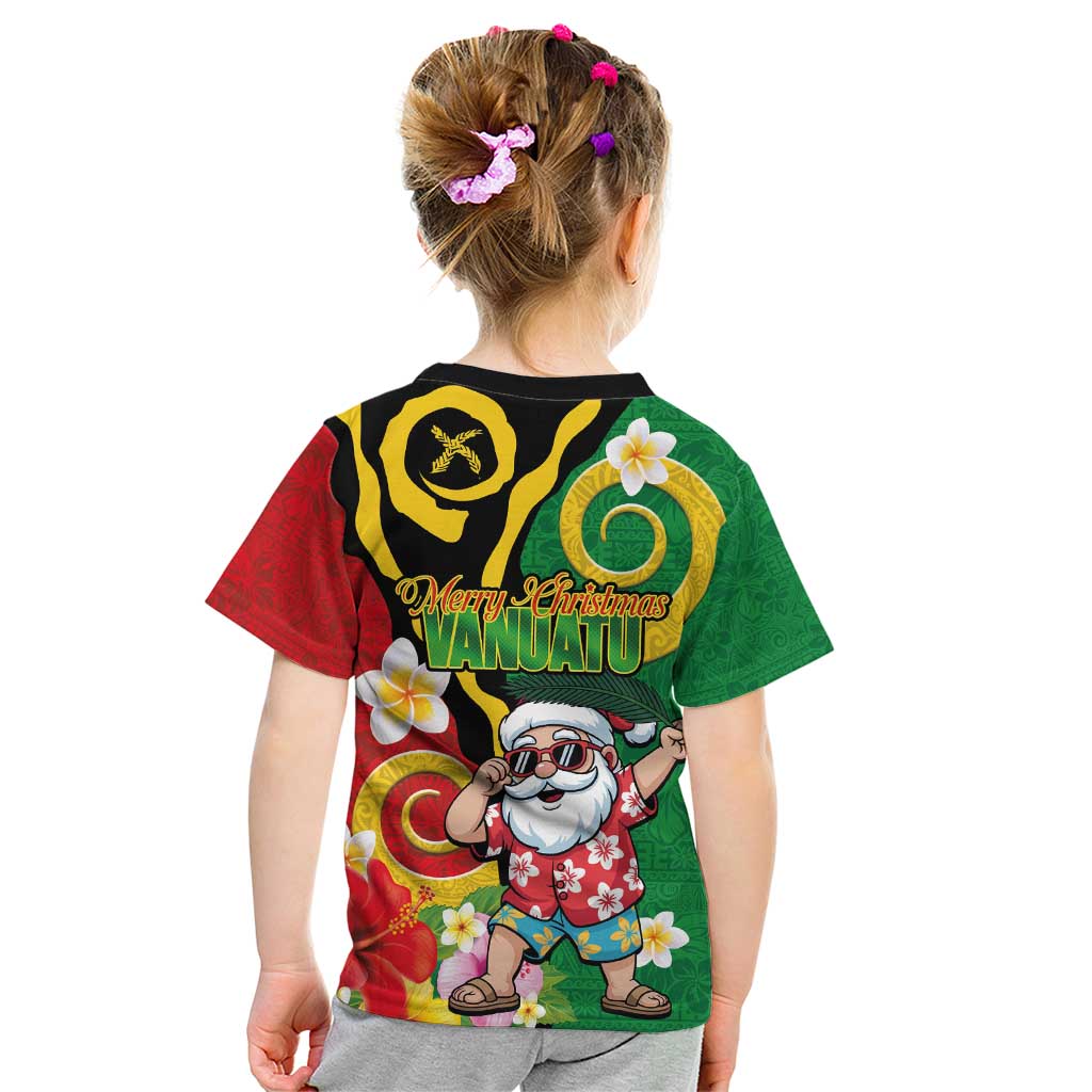 Vanuatu Christmas Kid T Shirt Funny Santa with Namele and Boar Tusk Tribal - Polynesian Pride