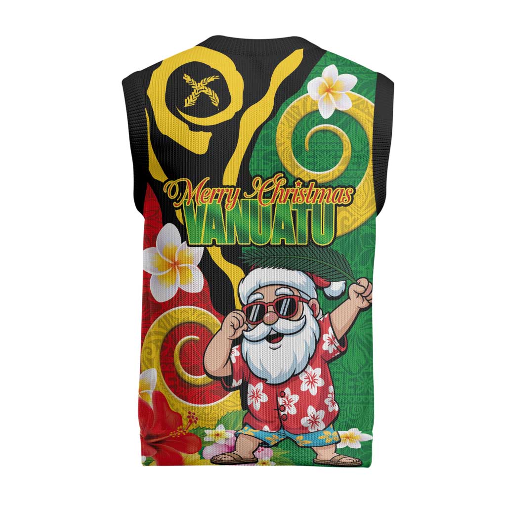 Vanuatu Christmas Knitted V-Neck Vest Funny Santa with Namele and Boar Tusk Tribal LT03 - Polynesian Pride