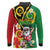 Vanuatu Christmas Long Sleeve Polo Shirt Funny Santa with Namele and Boar Tusk Tribal - Polynesian Pride