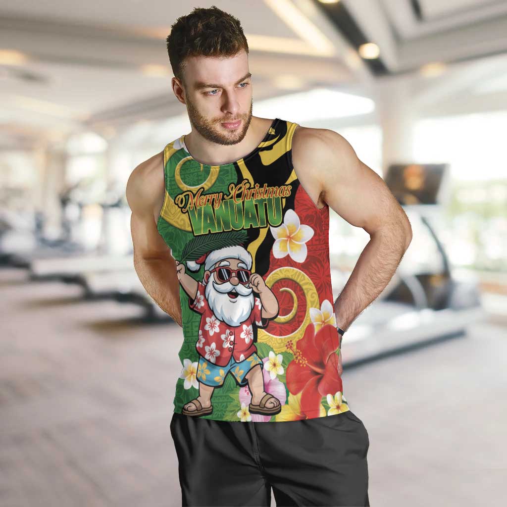 Vanuatu Christmas Men Tank Top Funny Santa with Namele and Boar Tusk Tribal - Polynesian Pride