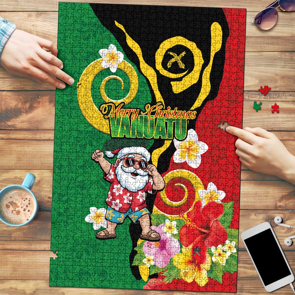 Vanuatu Christmas Puzzle Funny Santa with Namele and Boar Tusk Tribal - Polynesian Pride