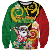 Vanuatu Christmas Sweatshirt Funny Santa with Namele and Boar Tusk Tribal - Polynesian Pride