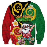 Vanuatu Christmas Sweatshirt Funny Santa with Namele and Boar Tusk Tribal - Polynesian Pride