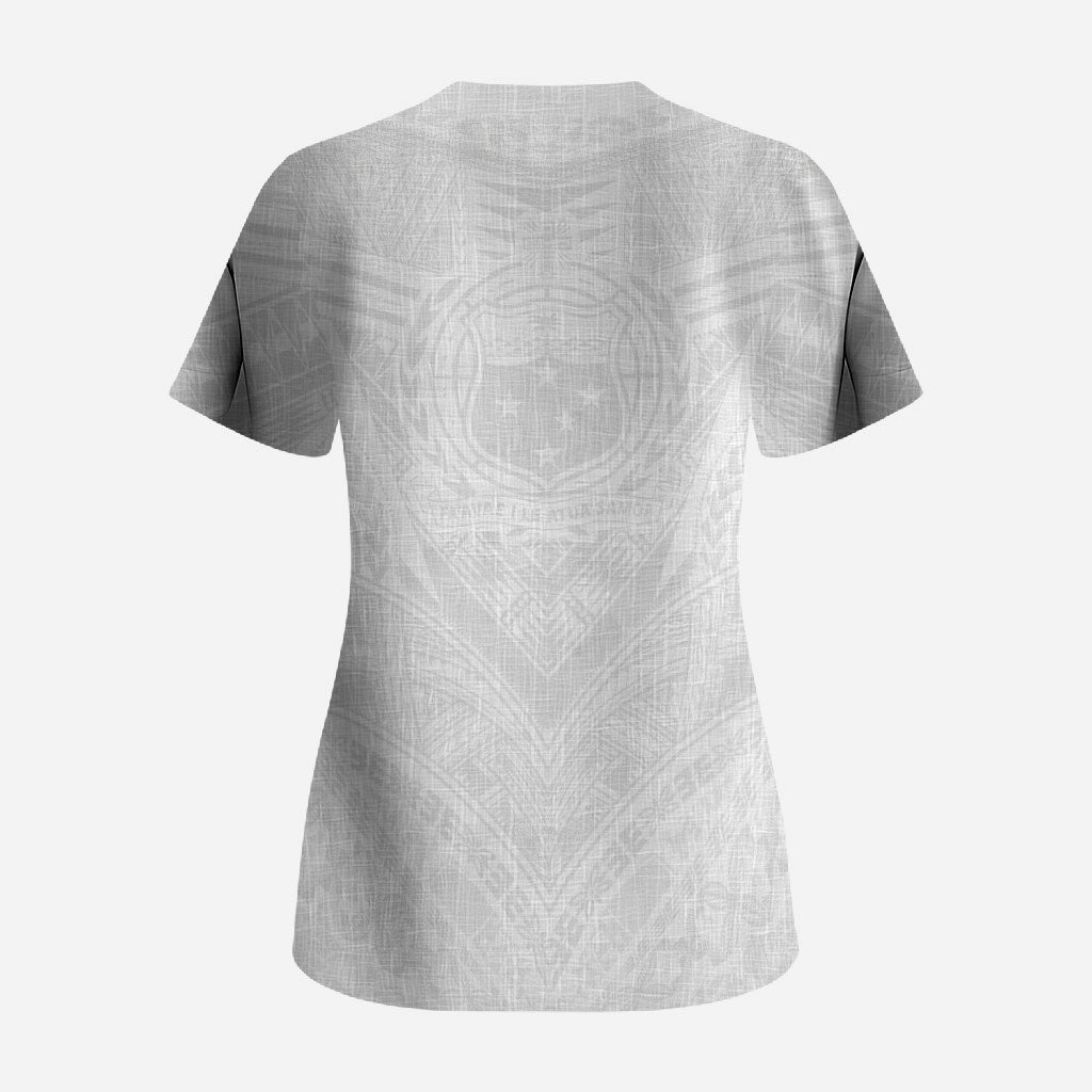 Samoan Lotu a Tamaiti Scrub Top Coat of Arms and Polynesian Pattern