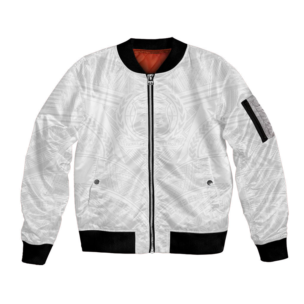 Samoan Lotu a Tamaiti Sleeve Zip Bomber Jacket Coat of Arms and Polynesian Pattern