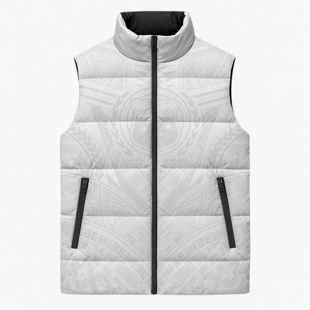 Samoan Lotu a Tamaiti Sleeveless Puffer Jacket Coat of Arms and Polynesian Pattern