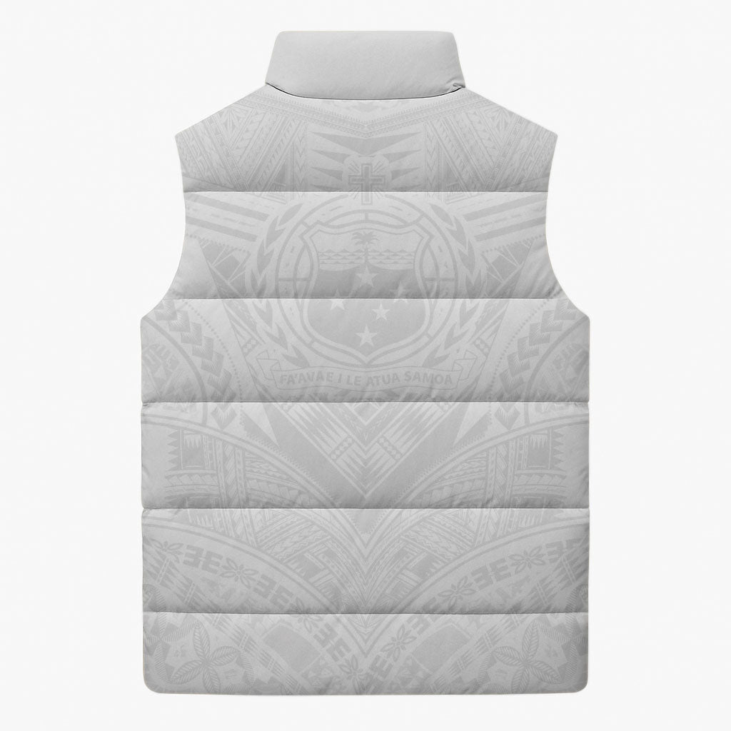 Samoan Lotu a Tamaiti Sleeveless Puffer Jacket Coat of Arms and Polynesian Pattern