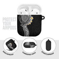 Hawaiian Tribal Tattoo and Plumeria AirPods Case Polynesian Pattern Black Color
