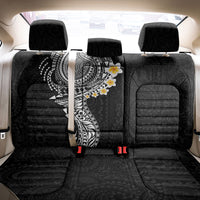 Hawaiian Tribal Tattoo and Plumeria Back Car Seat Cover Polynesian Pattern Black Color