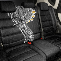 Hawaiian Tribal Tattoo and Plumeria Back Car Seat Cover Polynesian Pattern Black Color