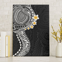 Hawaiian Tribal Tattoo and Plumeria Canvas Wall Art Polynesian Pattern Black Color