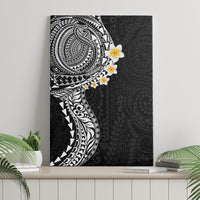 Hawaiian Tribal Tattoo and Plumeria Canvas Wall Art Polynesian Pattern Black Color