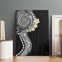 Hawaiian Tribal Tattoo and Plumeria Canvas Wall Art Polynesian Pattern Black Color