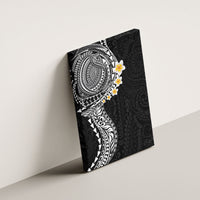 Hawaiian Tribal Tattoo and Plumeria Canvas Wall Art Polynesian Pattern Black Color