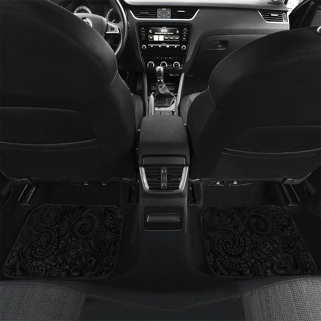 Hawaiian Tribal Tattoo and Plumeria Car Mats Polynesian Pattern Black Color